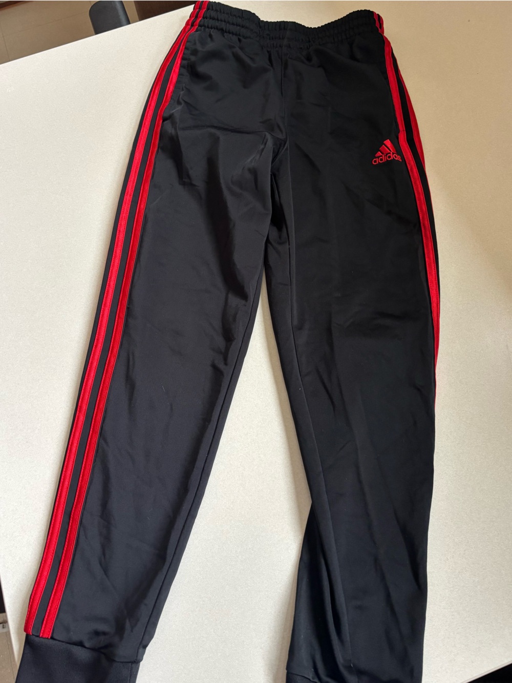 adidas Black Joggers with Red Accent BOYS medium 10/12